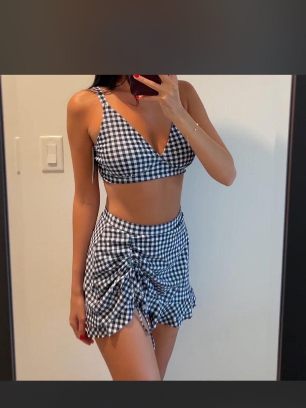 & Other Stories Black and White Gingham Bikini Set